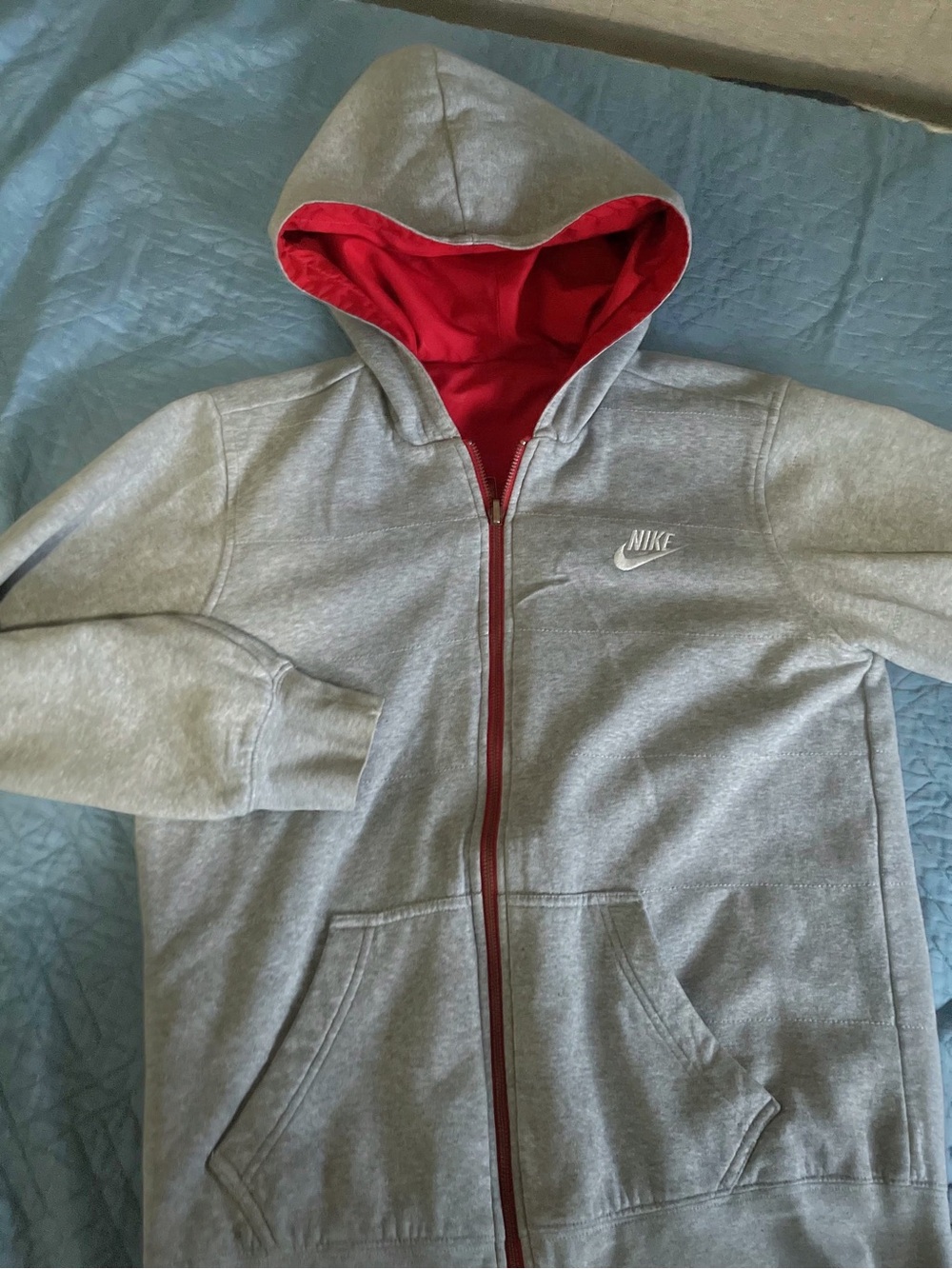 Nike men reversible Gray Full-Zip Hoodie